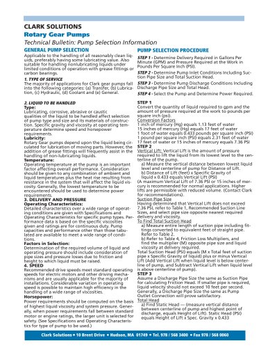 Gear Pump Selection Information