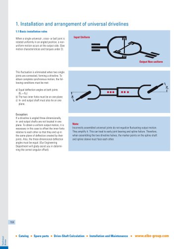 Installation and arrangement of universal drivelines