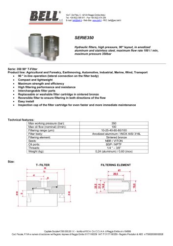 350 SERIES - Hydraulic T(90°) filter Last Chance