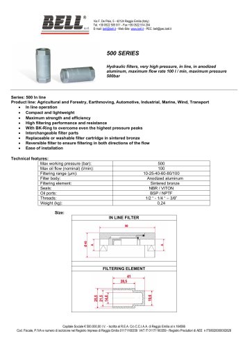 500 SERIES - Last Chance hydraulic in line filter