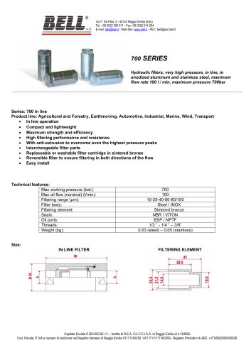 700 SERIES - Last Chance hydraulic in-line filter