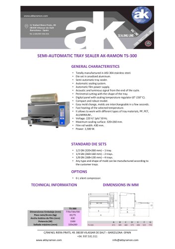 SEMI-AUTOMATIC TRAY SEALER AK-RAMON TS-300