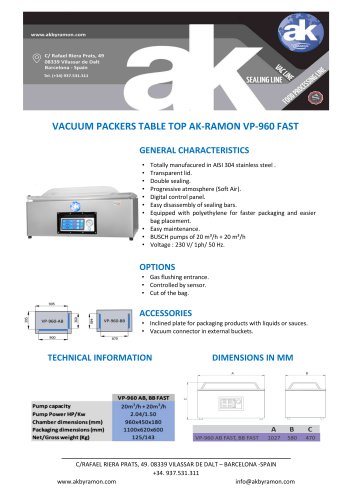 VACUUM PACKERS TABLE TOP AK-RAMON VP-960 FAST