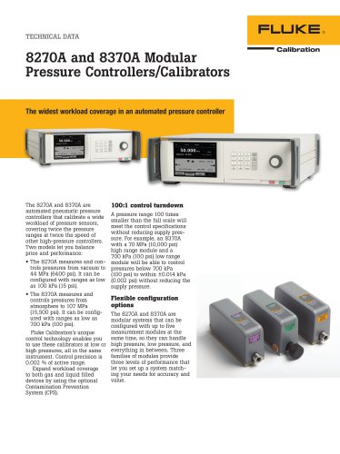 8270A and 8370A Modular Pressure Controllers/Calibrators