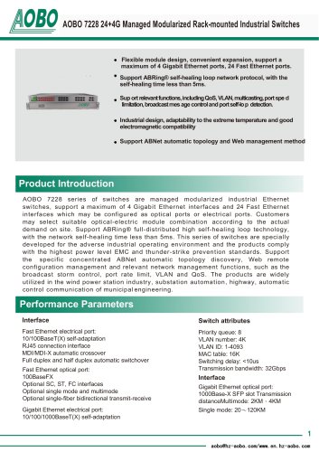 AOBO 7228 24+4G Managed Modularized Rack-mounted Industrial Switches