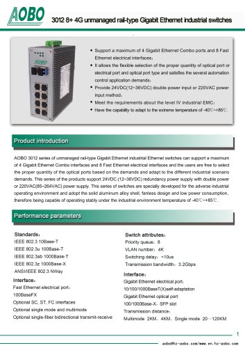 Managed ethernet switch  10 ports  gigabit Ethernet  DIN rail /AOBO 3012