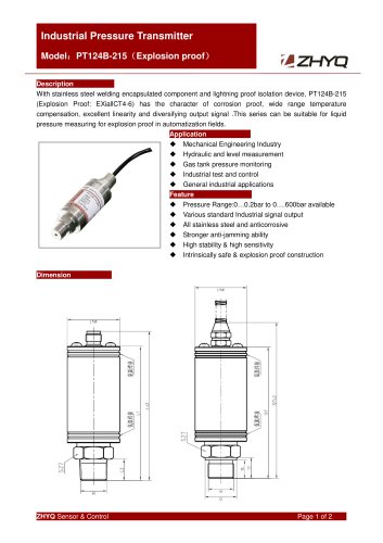 ZHYQ Explosion proof pressure transmitter PT124B-215