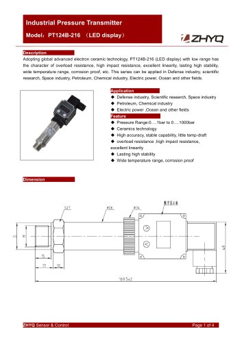 ZHYQ LED local display pressure transmitter PT124B-216