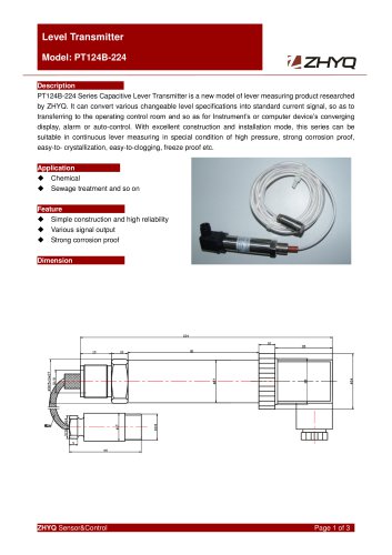 ZHYQ Level Transmitter PT124B-224  for corrosive liquid measurement