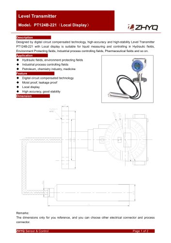 ZHYQ PT124B-221 level sensor with local display