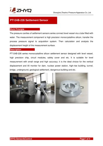 ZHYQ PT124B-226 Settlement Sensor for the vertical displacement and tilt monitor