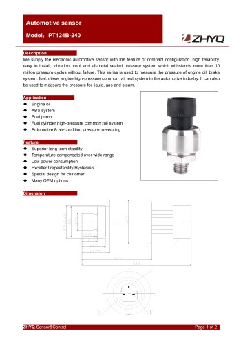 ZHYQ PT124B-240 automotive pressure transmitter for fuel oil measurement