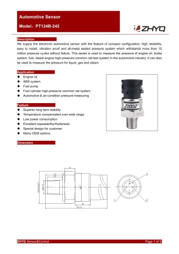 ZHYQ PT124B-242 automotive pressure transmitter with screw type parkard connector