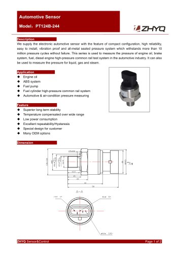 ZHYQ PT124B-244 automotive pressure transmitter with brass housing