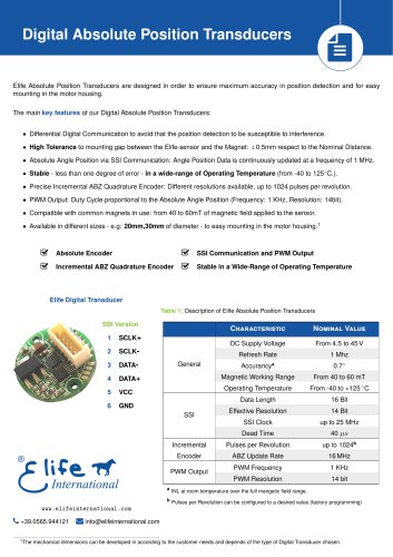 Elife Absolute Angle Position Transducers- Motor Feedback