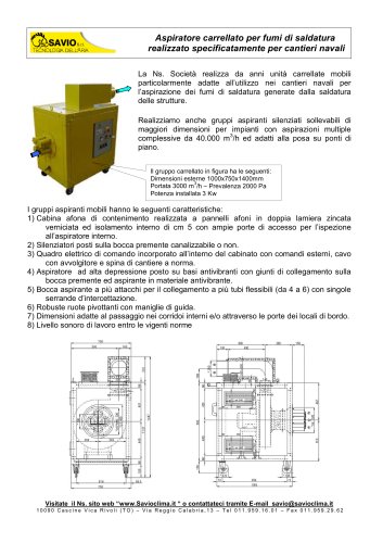 Truck welding exhauster particularly suitable for shipyards