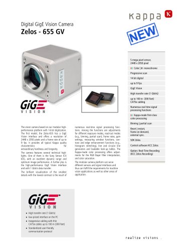 Kappa 5 MP camera with GigE interface