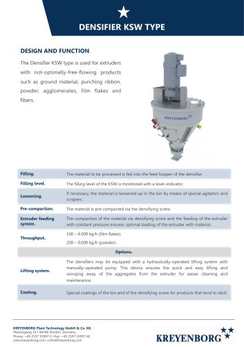 DENSIFIER KSW TYPE