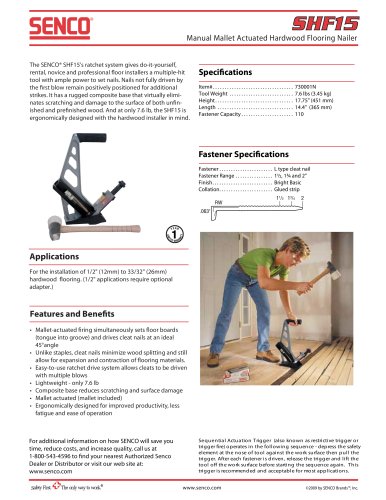 SHF15 2" Manual Mallet Actuated Hardwood Flooring Nailer