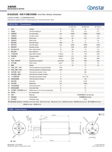 Constar 12V High Speed Brushless DC Motor B1635N2B