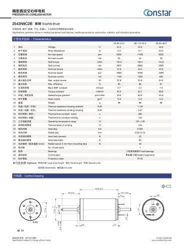 Constar 25mm 24V Dual shaft dc Motor 2543N9C2B