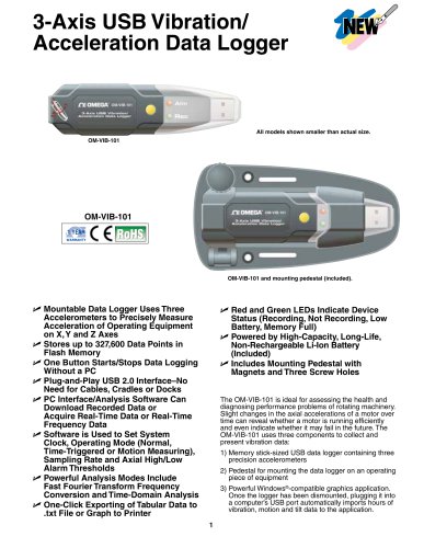 3-Axis USB Vibration/ Acceleration Data Logger