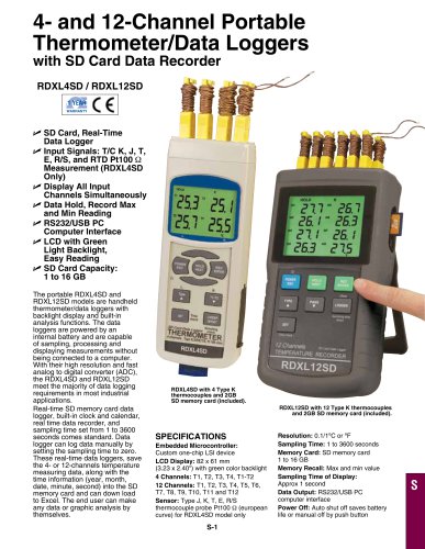 4- and 12-Channel Portable Thermometer/Data Loggers