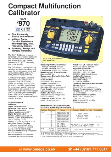 Compact Multifunction Calibrator  CA71