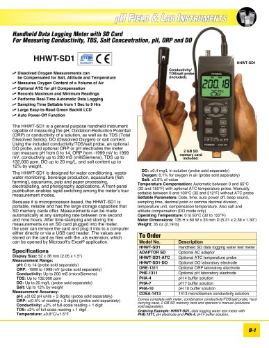 Handheld Data Logging Meter with SD Card