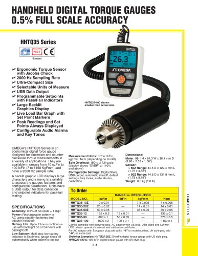 HANDHELD DIGITAL TORQUE GAUGES 0.5% FULL SCALE ACCURACY