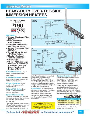 Heavy Duty Over-the-side Immersion Heaters   TL & KTL Series