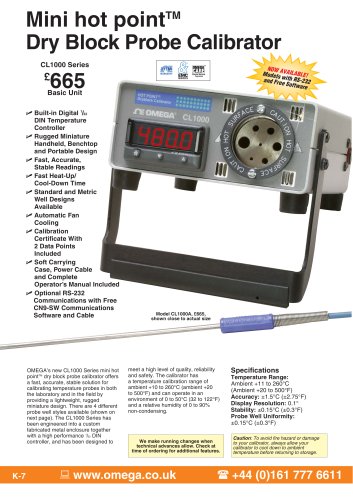 Miniature hot point® Dry Block Calibrator CL1000 Series