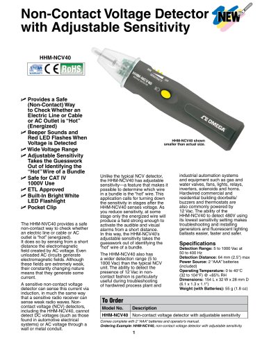 Non-Contact Voltage Detector with Adjustable Sensitivity