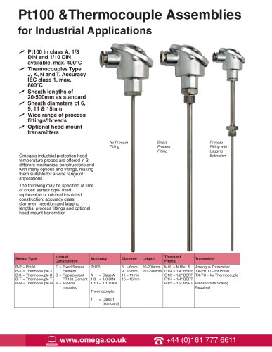 Pt100 &Thermocouple Assemblies