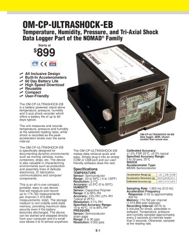 Temperature, Humidity, Pressure and Tri-Axial Shock Data Logger OM-CP-ULTRASHOCK-EB