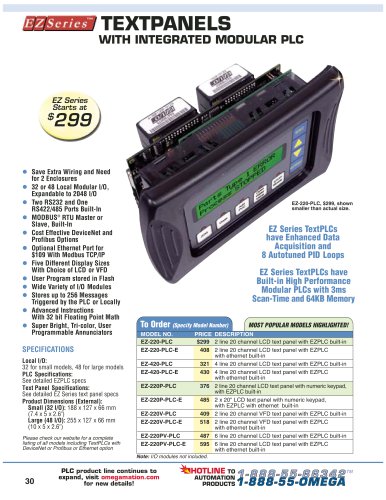 TEXTPANELS WITH INTEGRATED MODULAR PLC: EZ Series