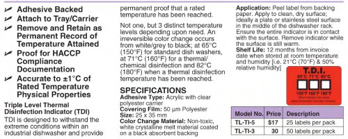 TL-TI Non-Reversible Temperature Labels