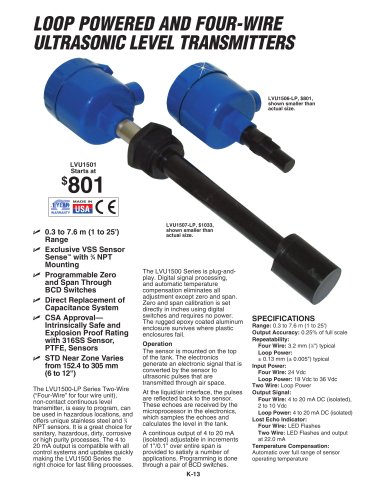  Ultrasonic Level Transmitters