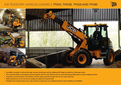 JCB TELESCOPIC WHEELED LOADERS | TM310, TM310S, TM220 AND TM180