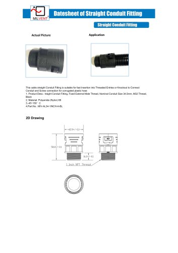 1 INCH Straight Conduit Fitting for AD34.5 HOSE