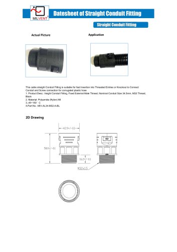 M32 Conduit Fitting for hose 34.5MM