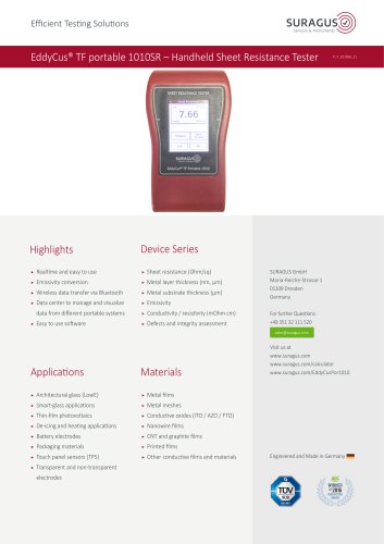 Sheet res­ist­ance tester – EddyCus® TF portable 1010SR