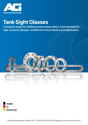 Product information brochure tank sight glasses