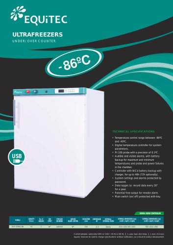 Undercounter Ultra Low Temperature Freezer -86ºC