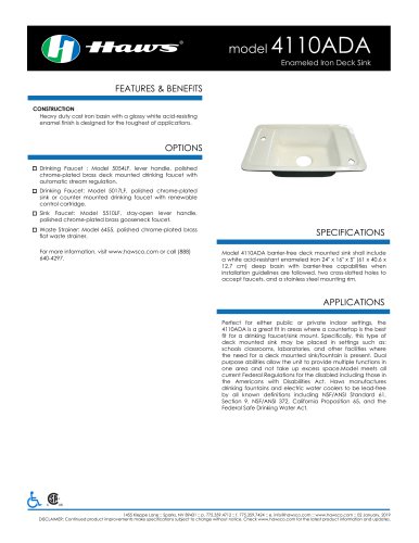 Enameled Iron Deck Sink model 4110ADA