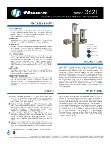 Modular Outdoor Double Bottle Fillers with Drinking Fountain model 3621