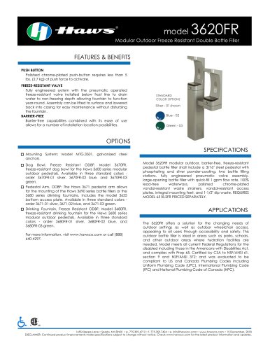 Modular Outdoor Freeze Resistant Double Bottle Filler model 3620FR