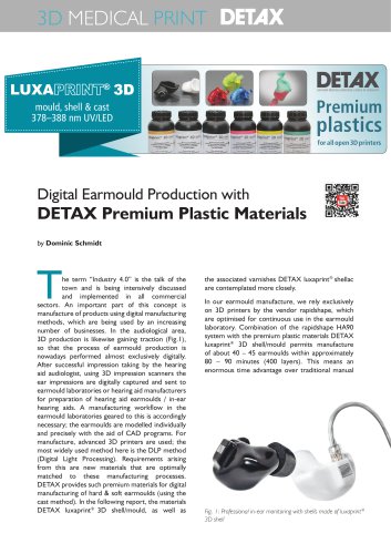 Digital Earmould Production with DETAX Premium Plastic Materials