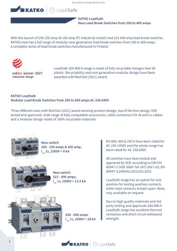 KATKO LoadSafe - New Load Break Switches