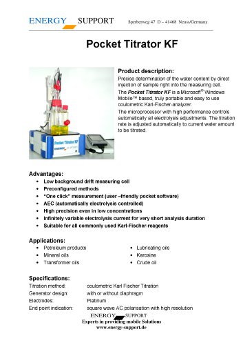 Pocket Titrator KF